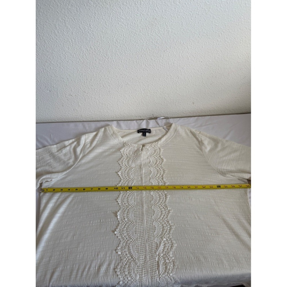 Thomas Olivia Plus‎ Size 1X Ivory Cream Lace Trim Boho Bell Sleeve Blouse Top - Picture 13 of 16